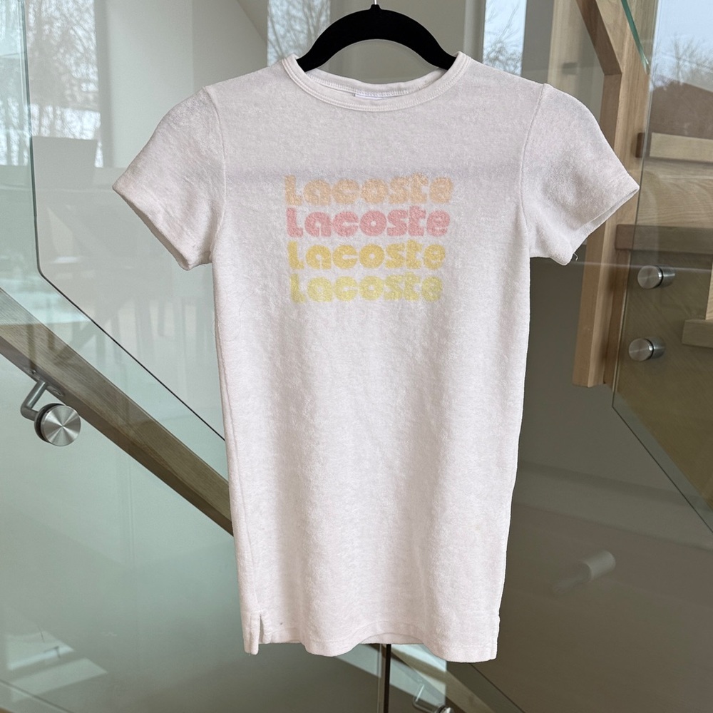 Lacoste Kids White Tee with Pastel Logo